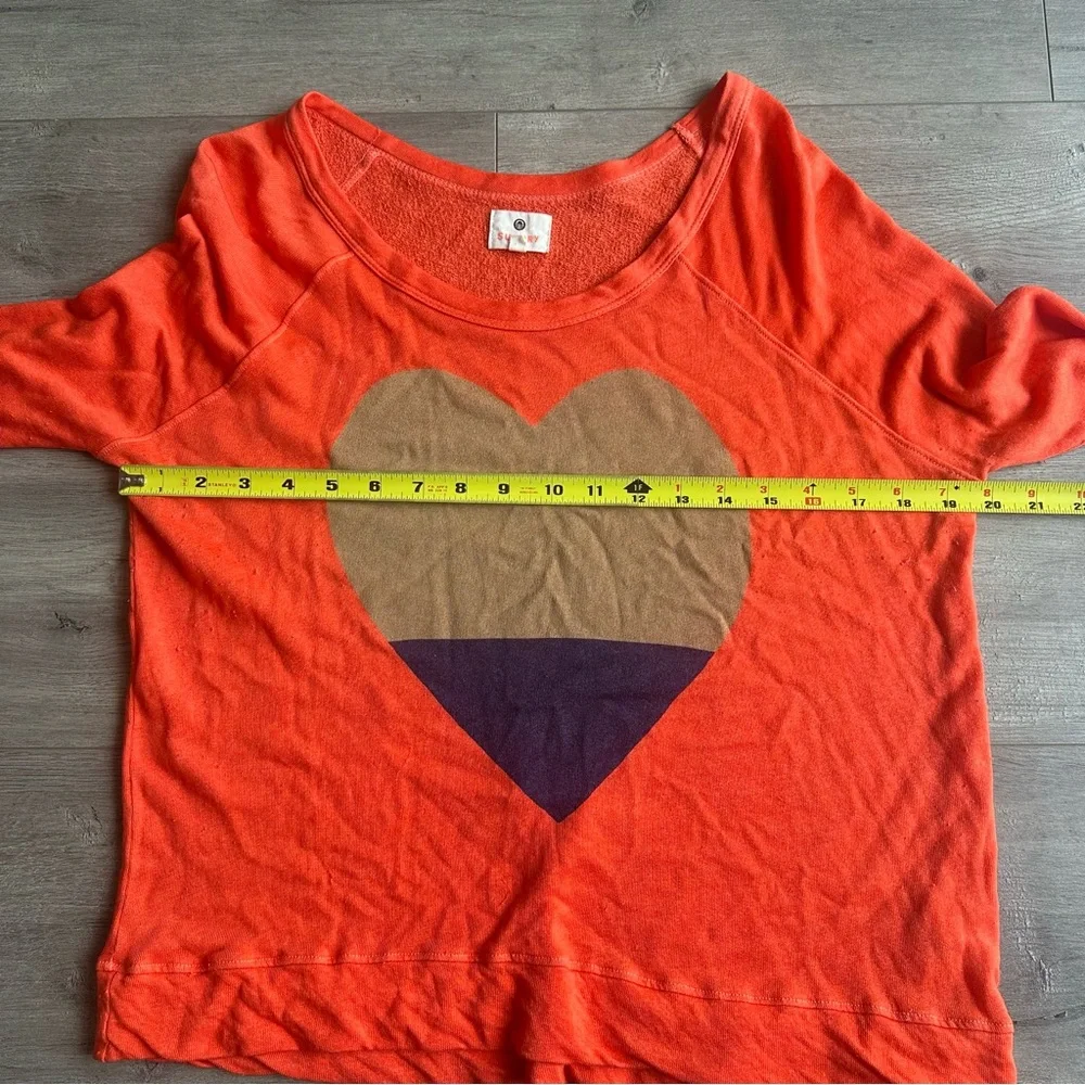 Sundry orange/navy/tan heart long sleeve top - size 1 (size 4-6/small)